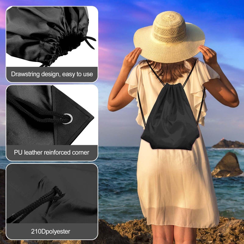 KUUQA 2 Pcs Drawstring Backpack Bags Sports Cinch Sack String Backpack Storage Bags for School Gym Traveling (Black) - Image 3
